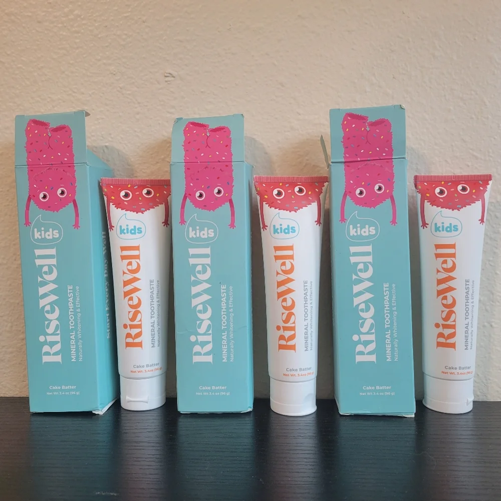 NWT 3-Pack RiseWell Kids Mineral Toothpaste Cake Batter Flavor 3.4 oz - Picture 4 of 7